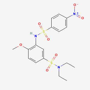 molecular formula C17H21N3O7S2 B3977764 N,N-DIETHYL-4-METHOXY-3-{[(4-NITROPHENYL)SULFONYL]AMINO}-1-BENZENESULFONAMIDE 