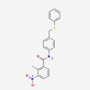 molecular formula C21H18N2O3S B3977768 2-methyl-3-nitro-N-{4-[(phenylthio)methyl]phenyl}benzamide 