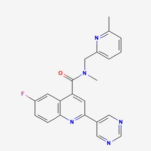 molecular formula C22H18FN5O B3977774 6-fluoro-N-methyl-N-[(6-methylpyridin-2-yl)methyl]-2-pyrimidin-5-ylquinoline-4-carboxamide 