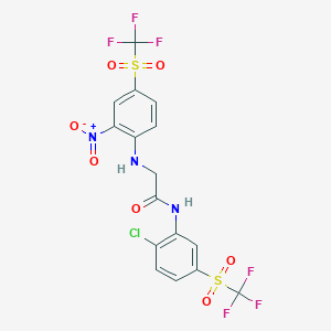 molecular formula C16H10ClF6N3O7S2 B3977779 N~1~-{2-chloro-5-[(trifluoromethyl)sulfonyl]phenyl}-N~2~-{2-nitro-4-[(trifluoromethyl)sulfonyl]phenyl}glycinamide 