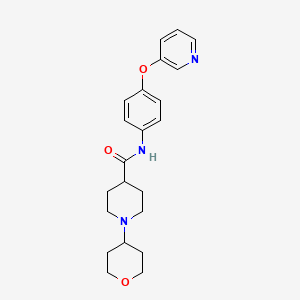 molecular formula C22H27N3O3 B3977788 N-[4-(3-pyridinyloxy)phenyl]-1-(tetrahydro-2H-pyran-4-yl)-4-piperidinecarboxamide 