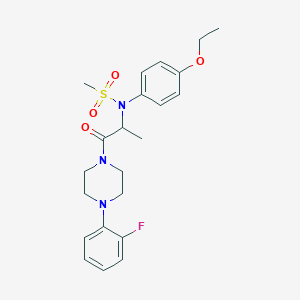 molecular formula C22H28FN3O4S B3977792 N-(4-ethoxyphenyl)-N-{2-[4-(2-fluorophenyl)-1-piperazinyl]-1-methyl-2-oxoethyl}methanesulfonamide 
