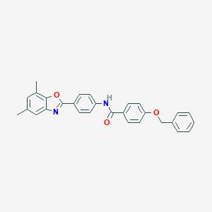 4-(benzyloxy)-N-[4-(5,7-dimethyl-1,3-benzoxazol-2-yl)phenyl]benzamide