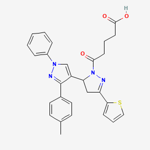 molecular formula C28H26N4O3S B3977814 5-[3'-(4-methylphenyl)-1'-phenyl-5-(2-thienyl)-3,4-dihydro-1'H,2H-3,4'-bipyrazol-2-yl]-5-oxopentanoic acid 