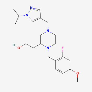 molecular formula C21H31FN4O2 B3977827 2-{1-(2-fluoro-4-methoxybenzyl)-4-[(1-isopropyl-1H-pyrazol-4-yl)methyl]-2-piperazinyl}ethanol 