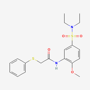 molecular formula C19H24N2O4S2 B3977832 N-{5-[(diethylamino)sulfonyl]-2-methoxyphenyl}-2-(phenylthio)acetamide 