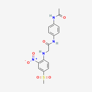 molecular formula C17H18N4O6S B3977850 N~1~-[4-(acetylamino)phenyl]-N~2~-[4-(methylsulfonyl)-2-nitrophenyl]glycinamide 