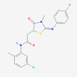 molecular formula C19H17ClFN3O2S B397786 N-(5-chloro-2-methylphenyl)-2-{2-[(4-fluorophenyl)imino]-3-methyl-4-oxo-1,3-thiazolidin-5-yl}acetamide 