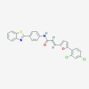 molecular formula C26H16Cl2N2O2S B397788 N-[4-(1,3-benzothiazol-2-yl)phenyl]-3-[5-(2,4-dichlorophenyl)-2-furyl]acrylamide 