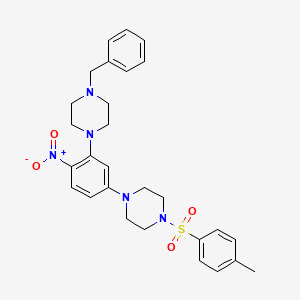 molecular formula C28H33N5O4S B3977889 1-benzyl-4-(5-{4-[(4-methylphenyl)sulfonyl]-1-piperazinyl}-2-nitrophenyl)piperazine 