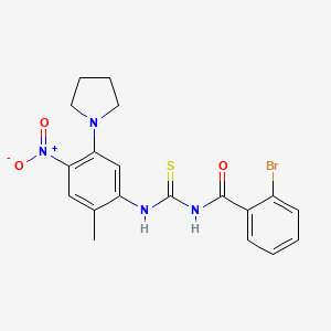 molecular formula C19H19BrN4O3S B3977911 2-bromo-N-({[2-methyl-4-nitro-5-(1-pyrrolidinyl)phenyl]amino}carbonothioyl)benzamide 