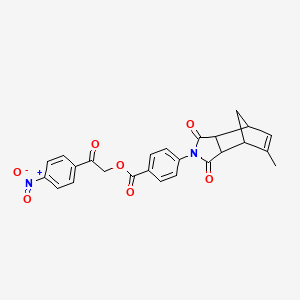 molecular formula C25H20N2O7 B3977926 2-(4-nitrophenyl)-2-oxoethyl 4-(8-methyl-3,5-dioxo-4-azatricyclo[5.2.1.0~2,6~]dec-8-en-4-yl)benzoate 