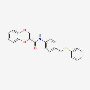 molecular formula C22H19NO3S B3977953 N-{4-[(phenylthio)methyl]phenyl}-2,3-dihydro-1,4-benzodioxine-2-carboxamide 