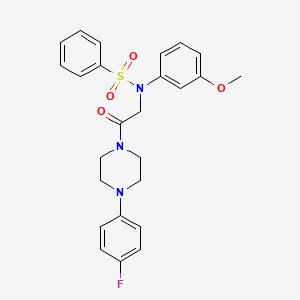 molecular formula C25H26FN3O4S B3977961 N-{2-[4-(4-fluorophenyl)-1-piperazinyl]-2-oxoethyl}-N-(3-methoxyphenyl)benzenesulfonamide 