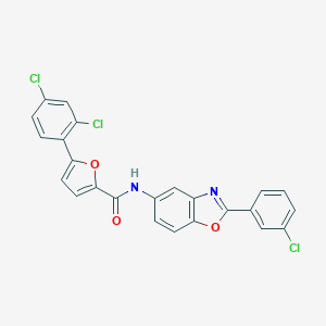 molecular formula C24H13Cl3N2O3 B397797 N-[2-(3-chlorophenyl)-1,3-benzoxazol-5-yl]-5-(2,4-dichlorophenyl)-2-furamide 