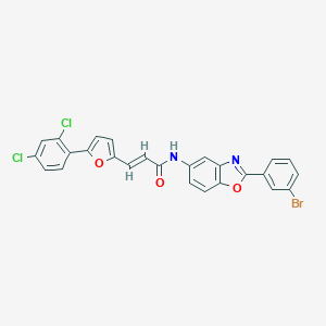 molecular formula C26H15BrCl2N2O3 B397798 (2E)-N-[2-(3-bromophenyl)-1,3-benzoxazol-5-yl]-3-[5-(2,4-dichlorophenyl)furan-2-yl]prop-2-enamide 