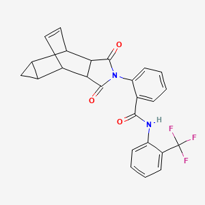molecular formula C25H19F3N2O3 B3977999 2-(3,5-dioxo-4-azatetracyclo[5.3.2.0~2,6~.0~8,10~]dodec-11-en-4-yl)-N-[2-(trifluoromethyl)phenyl]benzamide 