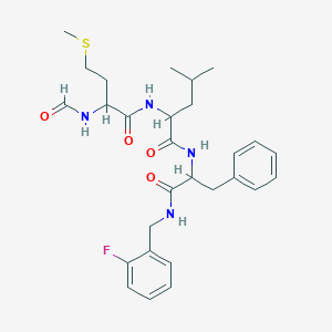 molecular formula C28H37FN4O4S B039780 N-[1-[(2-fluorophenyl)methylamino]-1-oxo-3-phenylpropan-2-yl]-2-[(2-formamido-4-methylsulfanylbutanoyl)amino]-4-methylpentanamide CAS No. 112898-02-9