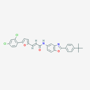 (2E)-N-[2-(4-tert-butylphenyl)-1,3-benzoxazol-5-yl]-3-[5-(2,4-dichlorophenyl)furan-2-yl]prop-2-enamide