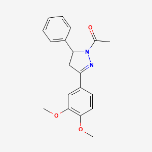 molecular formula C19H20N2O3 B3978031 1-acetyl-3-(3,4-dimethoxyphenyl)-5-phenyl-4,5-dihydro-1H-pyrazole 