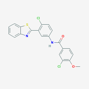 molecular formula C21H14Cl2N2O2S B397806 N-[3-(1,3-benzothiazol-2-yl)-4-chlorophenyl]-3-chloro-4-methoxybenzamide 