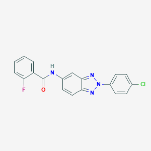 molecular formula C19H12ClFN4O B397810 N-[2-(4-chlorophenyl)-2H-benzotriazol-5-yl]-2-fluorobenzamide 