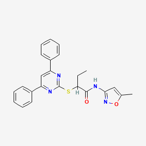 molecular formula C24H22N4O2S B3978112 2-[(4,6-diphenyl-2-pyrimidinyl)thio]-N-(5-methyl-3-isoxazolyl)butanamide 