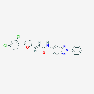 molecular formula C26H18Cl2N4O2 B397813 (2E)-3-[5-(2,4-dichlorophenyl)furan-2-yl]-N-[2-(4-methylphenyl)-2H-benzotriazol-5-yl]prop-2-enamide 
