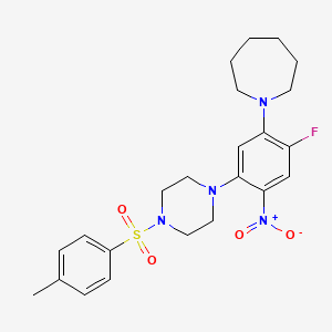 molecular formula C23H29FN4O4S B3978136 1-(2-fluoro-5-{4-[(4-methylphenyl)sulfonyl]-1-piperazinyl}-4-nitrophenyl)azepane 