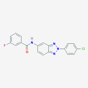 molecular formula C19H12ClFN4O B397814 N-[2-(4-chlorophenyl)-2H-1,2,3-benzotriazol-5-yl]-3-fluorobenzamide 