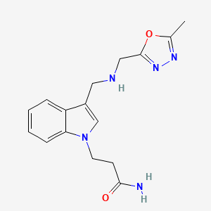 molecular formula C16H19N5O2 B3978143 3-[3-({[(5-methyl-1,3,4-oxadiazol-2-yl)methyl]amino}methyl)-1H-indol-1-yl]propanamide 