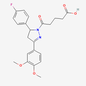 5-[3-(3,4-dimethoxyphenyl)-5-(4-fluorophenyl)-4,5-dihydro-1H-pyrazol-1-yl]-5-oxopentanoic acid