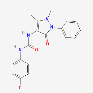 molecular formula C18H17FN4O2 B3978215 N-(1,5-dimethyl-3-oxo-2-phenyl-2,3-dihydro-1H-pyrazol-4-yl)-N'-(4-fluorophenyl)urea 