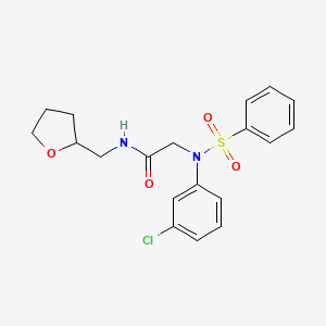 molecular formula C19H21ClN2O4S B3978216 N~2~-(3-chlorophenyl)-N~2~-(phenylsulfonyl)-N~1~-(tetrahydro-2-furanylmethyl)glycinamide 