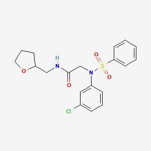 molecular formula C19H21ClN2O4S B3978216 N~2~-(3-chlorophenyl)-N~2~-(phenylsulfonyl)-N-(tetrahydrofuran-2-ylmethyl)glycinamide 