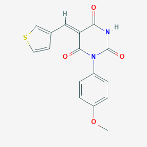 molecular formula C16H12N2O4S B397823 1-(4-methoxyphenyl)-5-(3-thienylmethylene)-2,4,6(1H,3H,5H)-pyrimidinetrione 