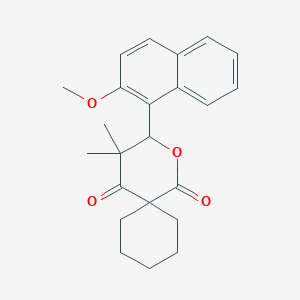 molecular formula C23H26O4 B3978231 3-(2-Methoxynaphthalen-1-yl)-4,4-dimethyl-2-oxaspiro[5.5]undecane-1,5-dione 