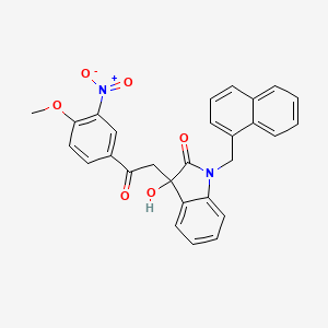 molecular formula C28H22N2O6 B3978238 3-hydroxy-3-[2-(4-methoxy-3-nitrophenyl)-2-oxoethyl]-1-(1-naphthylmethyl)-1,3-dihydro-2H-indol-2-one 