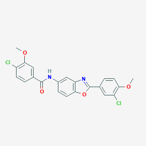 molecular formula C22H16Cl2N2O4 B397824 4-chloro-N-[2-(3-chloro-4-methoxyphenyl)-1,3-benzoxazol-5-yl]-3-methoxybenzamide 