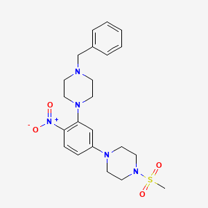 molecular formula C22H29N5O4S B3978288 1-benzyl-4-{5-[4-(methylsulfonyl)-1-piperazinyl]-2-nitrophenyl}piperazine 