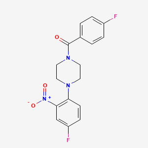 molecular formula C17H15F2N3O3 B3978332 1-(4-fluorobenzoyl)-4-(4-fluoro-2-nitrophenyl)piperazine 