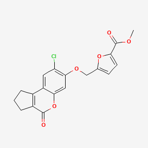 molecular formula C19H15ClO6 B3978334 methyl 5-{[(8-chloro-4-oxo-1,2,3,4-tetrahydrocyclopenta[c]chromen-7-yl)oxy]methyl}-2-furoate 