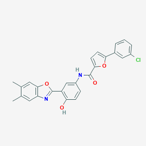 molecular formula C26H19ClN2O4 B397836 5-(3-chlorophenyl)-N-[3-(5,6-dimethyl-1,3-benzoxazol-2-yl)-4-hydroxyphenyl]-2-furamide 