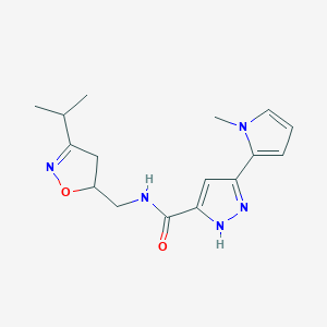 molecular formula C16H21N5O2 B3978365 N-[(3-isopropyl-4,5-dihydroisoxazol-5-yl)methyl]-3-(1-methyl-1H-pyrrol-2-yl)-1H-pyrazole-5-carboxamide 