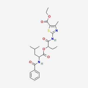 molecular formula C24H31N3O6S B3978382 ETHYL 2-[(2-{[2-(BENZOYLAMINO)-4-METHYLPENTANOYL]OXY}BUTANOYL)AMINO]-4-METHYL-1,3-THIAZOLE-5-CARBOXYLATE 