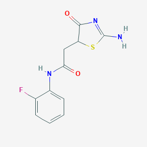molecular formula C11H10FN3O2S B397839 N-(2-fluorophenyl)-2-(2-imino-4-oxo-1,3-thiazolidin-5-yl)acetamide CAS No. 352451-14-0