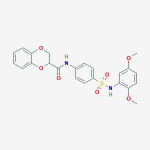 molecular formula C23H22N2O7S B3978396 N-(4-{[(2,5-dimethoxyphenyl)amino]sulfonyl}phenyl)-2,3-dihydro-1,4-benzodioxine-2-carboxamide 