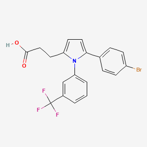 molecular formula C20H15BrF3NO2 B3978422 3-{5-(4-bromophenyl)-1-[3-(trifluoromethyl)phenyl]-1H-pyrrol-2-yl}propanoic acid 