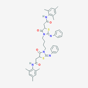 molecular formula C44H48N6O4S2 B397845 N-mesityl-2-[3-{4-[5-[2-(mesitylamino)-2-oxoethyl]-4-oxo-2-(phenylimino)-1,3-thiazolidin-3-yl]butyl}-4-oxo-2-(phenylimino)-1,3-thiazolidin-5-yl]acetamide 