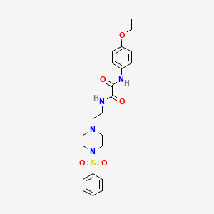 molecular formula C22H28N4O5S B3978496 N-(4-ethoxyphenyl)-N'-{2-[4-(phenylsulfonyl)-1-piperazinyl]ethyl}ethanediamide 